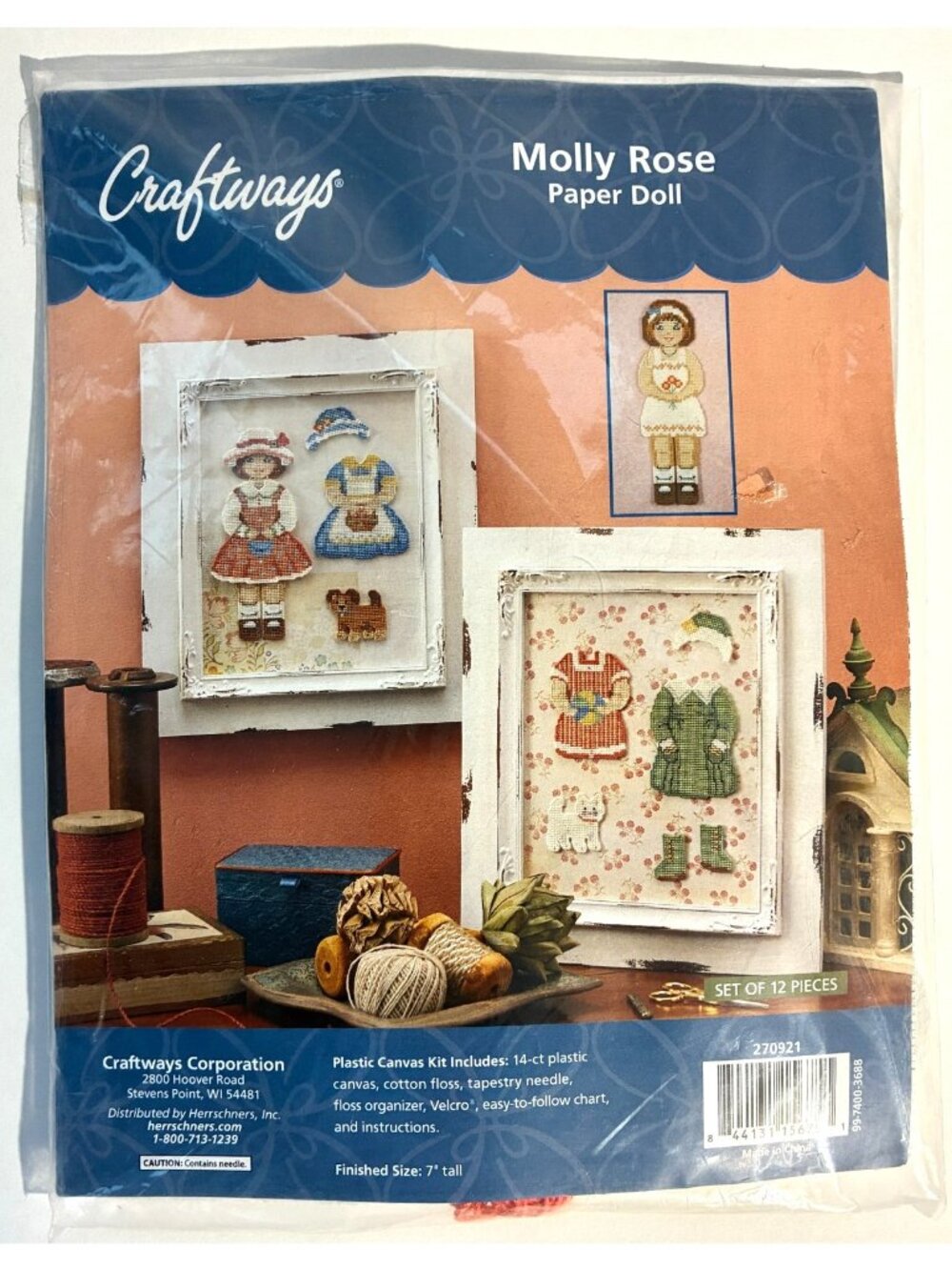 Craftways Molly Rose Paper Doll Plastic Canvas Kit #270921 Complete 7” Tall 2015